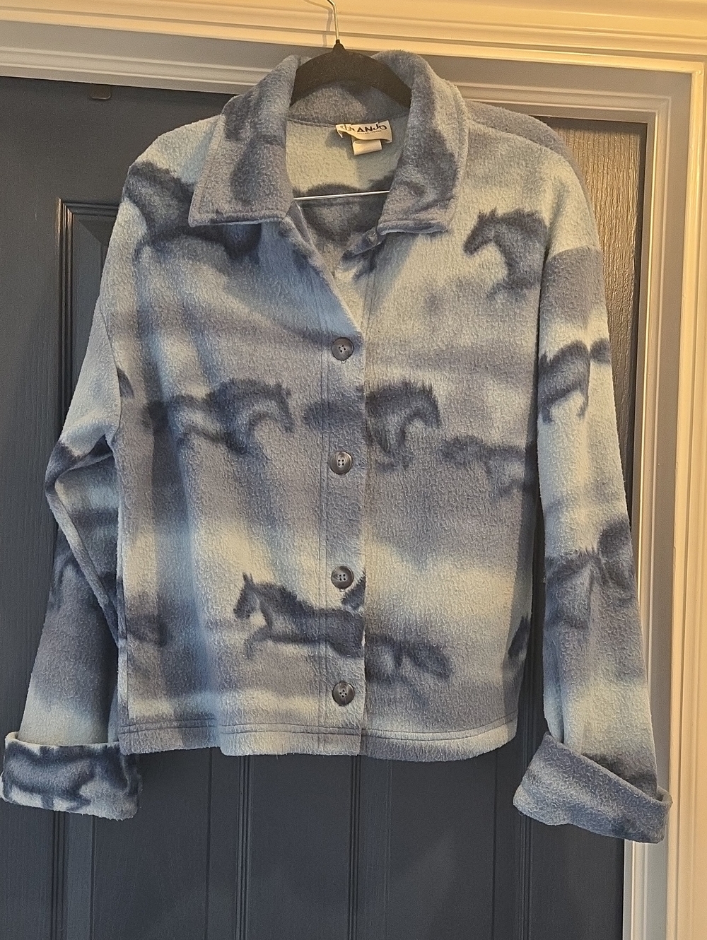 Banjo MEDIUM Blue Horse-Print FLEECE Jacket